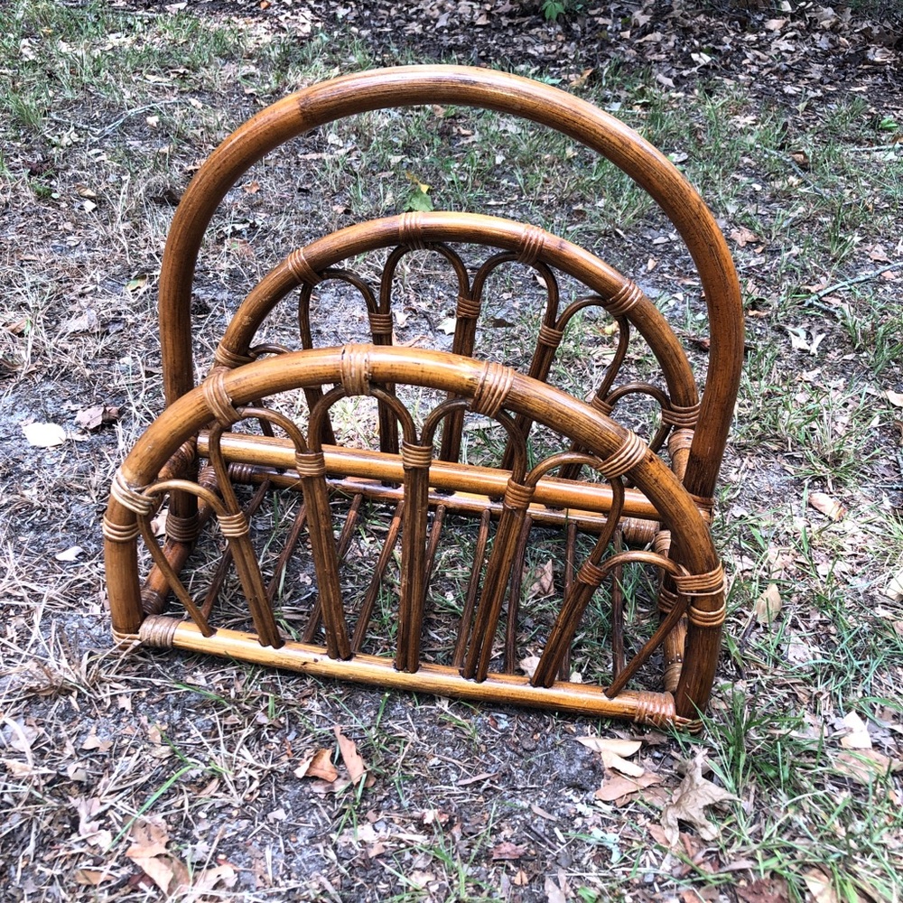 Vintage Bamboo Magazine Holder - Picture 2 of 3